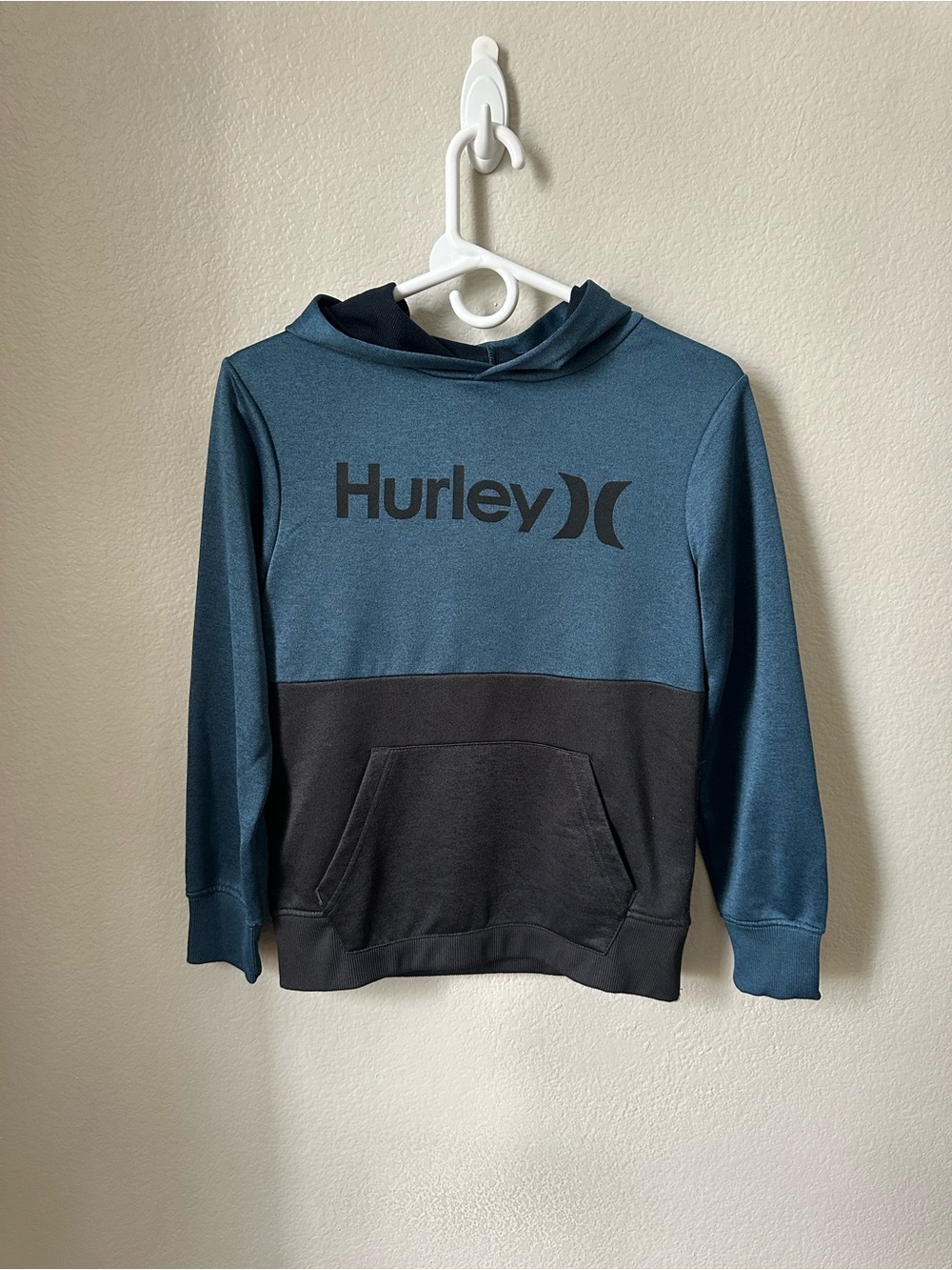 Hurley Teal and Black Colorblock Kids Hoodie